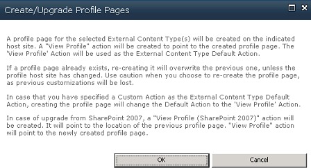 Create or upgrade profile page
